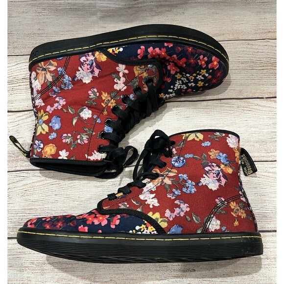 Dr. Martens Pink Floral Boots Kids Size 4 Womens Size 6 - Picture 6 of 14